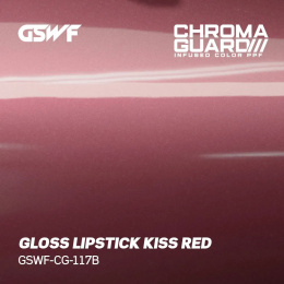 Podgląd na kolor folii chroma guard. Kolor gloss lipstick kiss red.